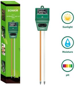 Sonkir Soil Tester, MS02 3-in-1 Plant Moisture Sensor Meter/Light/pH Tester for Home, Garden, Lawn, Farm, Indoor & Outdoor Use, Promote Plants Healthy Growth