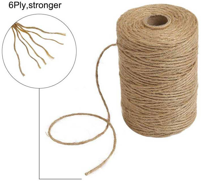 Tenn Well Natural Jute Twine 6 Ply Arts & Crafts Jute Rope Industrial Heavy Duty Packing String For Gifts, DIY Crafts, Festive Decoration, Bundling & Gardening