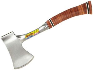 Estwing Sportsman's Axe - 14" Camping Hatchet with Forged Steel Construction & Genuine Leather Grip - E24A