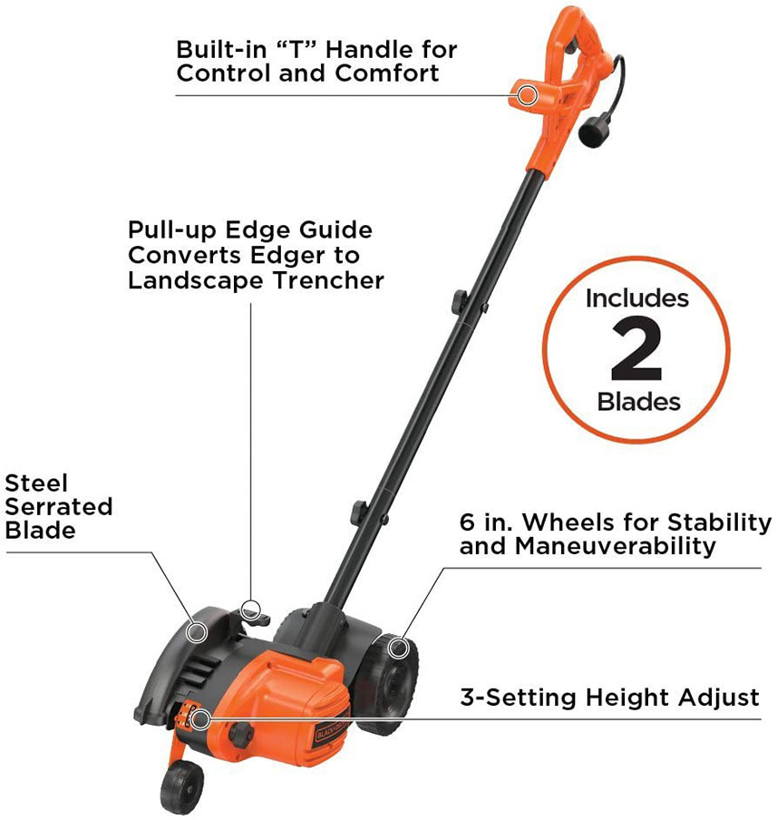 BLACK+DECKER Landscape Edger - Exclusive pull-up edge guide converts from edger to landscape trencher