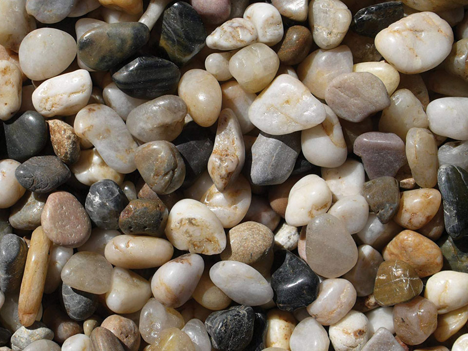 Exotic Pebbles Polished Gravel, Mixed, 5 Pounds, 3/8-Inch - Pebble mulch in interior or exterior garden beds