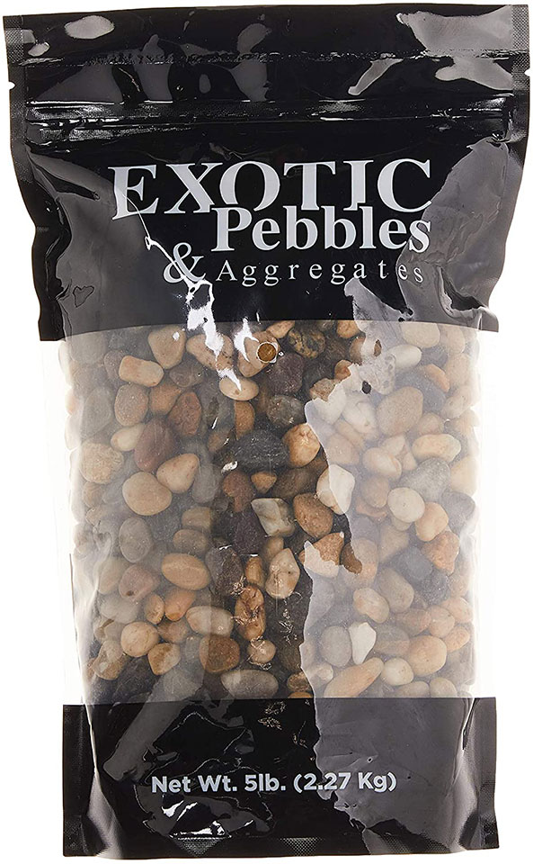 Exotic Pebbles Polished Gravel, Mixed, 5 Pounds, 3/8-Inch - Pebble mulch in interior or exterior garden beds